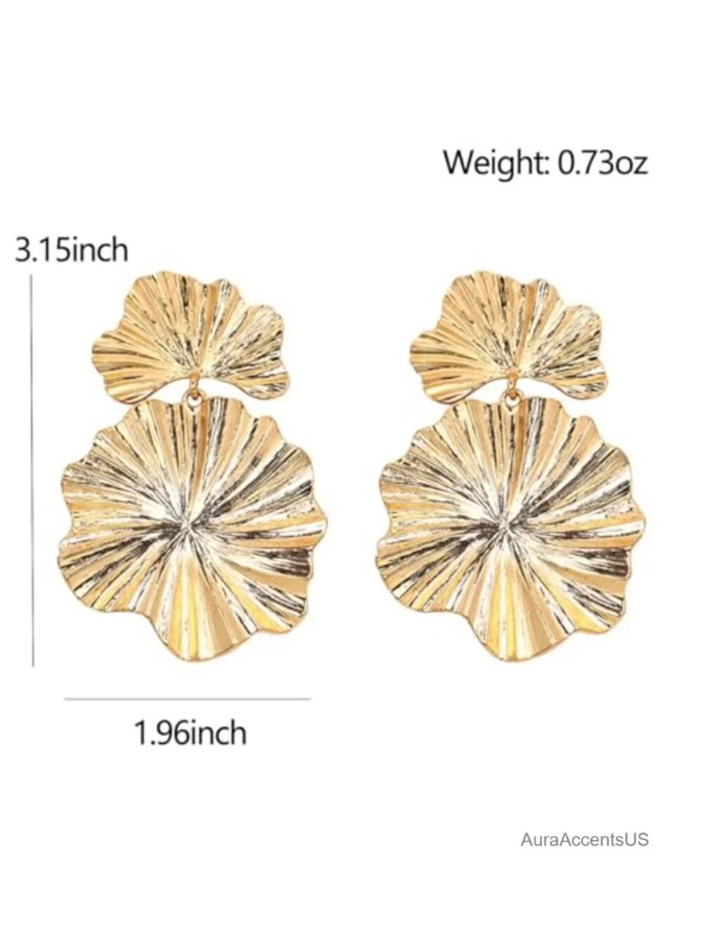 Large Metal Floral Drop Earrings Hypoallergenic Statement Jewelry